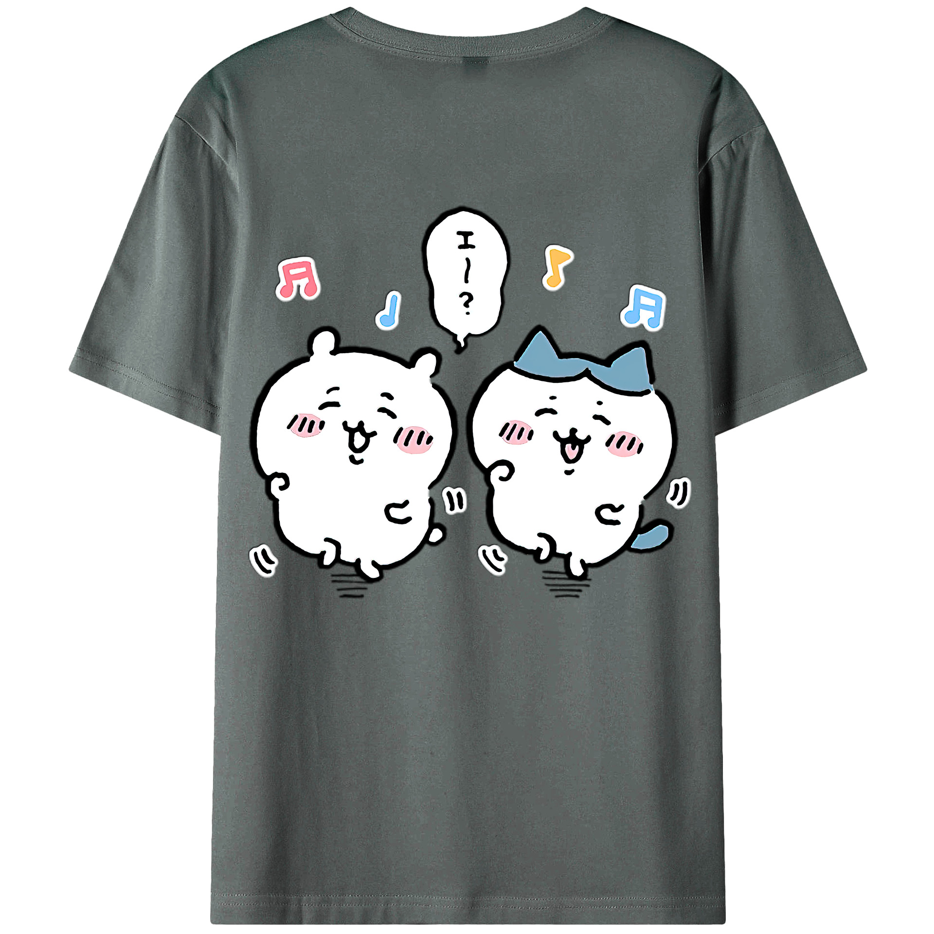 （画像用） ちいかわ ハチワレ Chii-kawa hachiware 綿100％ メンズ半袖Tシャツ（バックプリント） 通気性